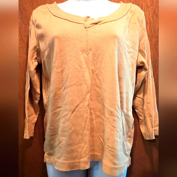 Only Tops - Only Cool Taylored Stitching Tan 3/4 Sleeve Top SzS